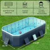 Hurber Foldable Swimming Pool, Large Non-Inflatable Adults Kids Outdoor Pools, Blue, 113" x 66" x 20"