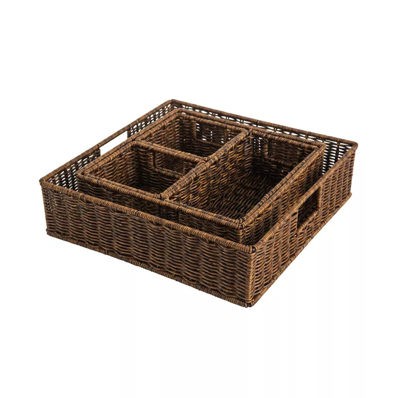 WeThinkStorage Set of 5pc Storage Bins Resin Rattan